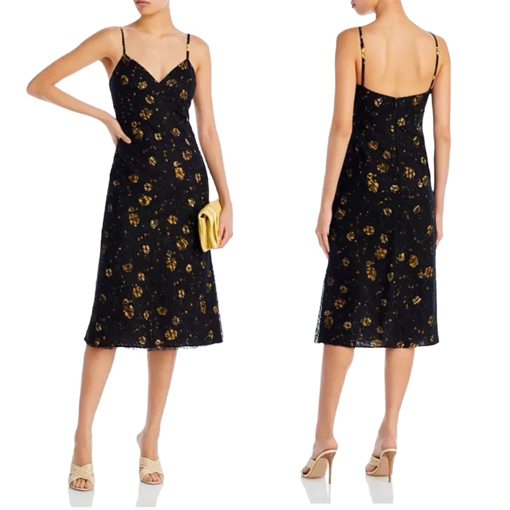 Aqua & Kristopher Brock Lace Overlay Floral Slip Dress Black size Medium NWT